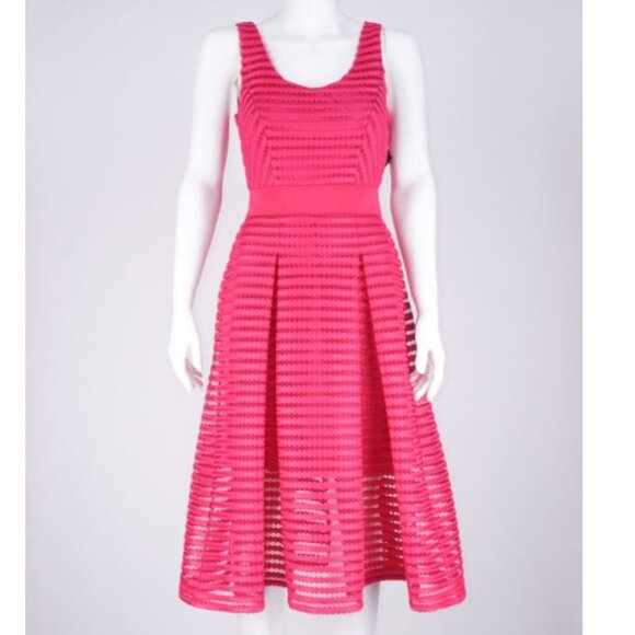 NWT New York & Company Eyelet Midi Tea Dress- Pink - Picture 1 of 5